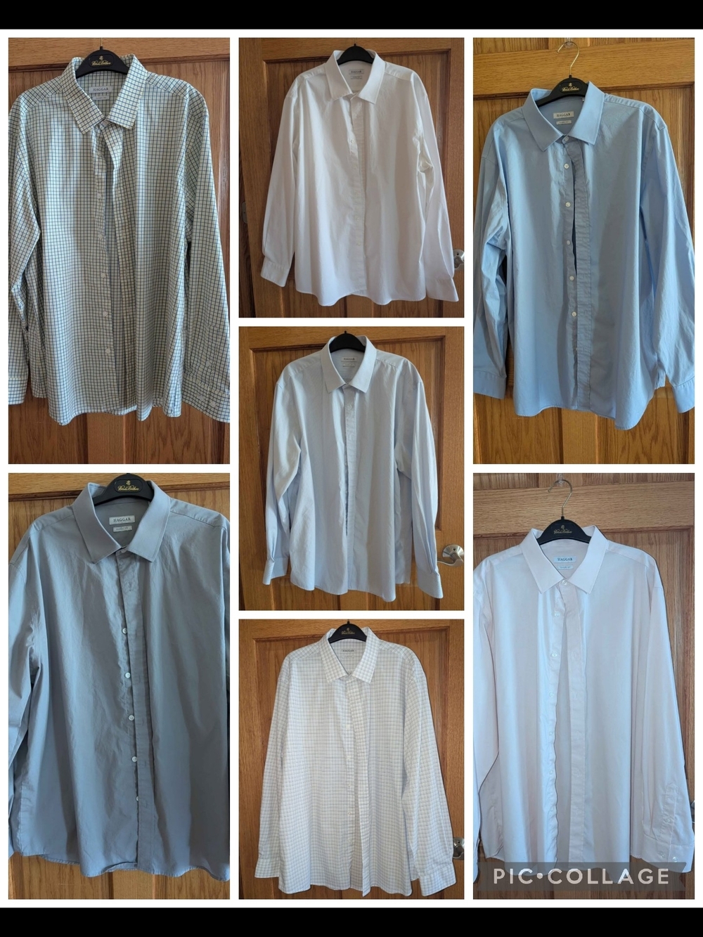 7 Haggar Men's Dress Shirts Bundle – Size 17–17.5, Sleeve 34/35